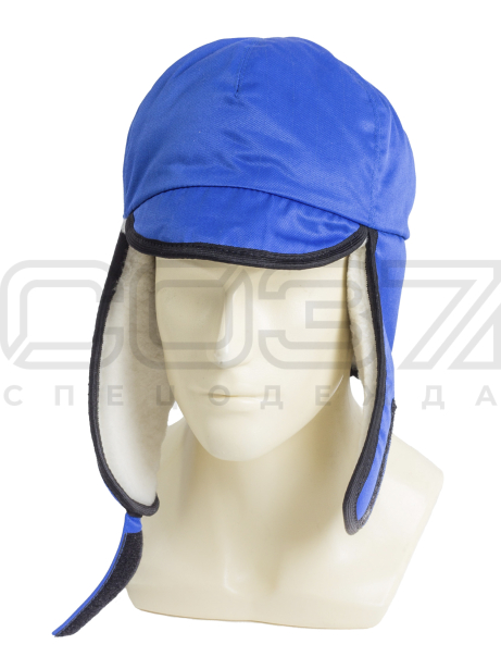 Подшлемник утепленный Космос цв.синий тк.антистатик, овчина (лоскут) 1